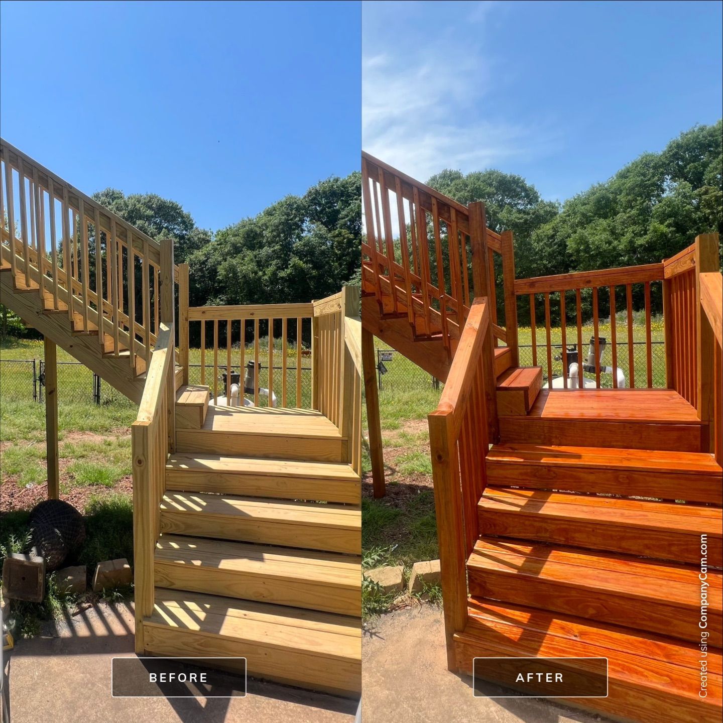 Wood Stairs Staining Project
